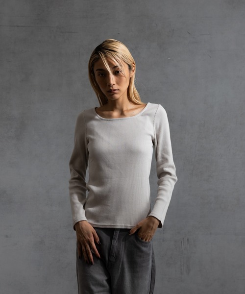 paradigm（パラダイム）の「【paradigm】コットンリブスクエアネックカットソー（Tシャツ/カットソー・レディース・ブラック/ライトグレー/ホワイト/グレー・SMALL/MEDIUM）」の5枚目の写真