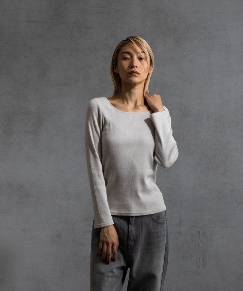 paradigm（パラダイム）の「【paradigm】コットンリブスクエアネックカットソー（Tシャツ/カットソー・レディース・ブラック/ライトグレー/ホワイト/グレー・SMALL/MEDIUM）」の9枚目の写真