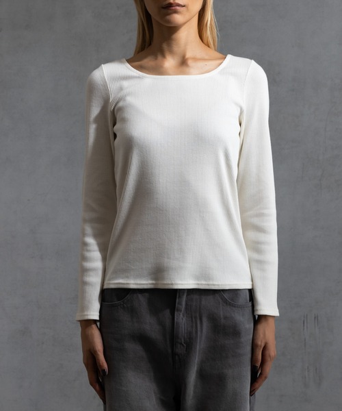 paradigm（パラダイム）の「【paradigm】コットンリブスクエアネックカットソー（Tシャツ/カットソー・レディース・ブラック/ライトグレー/ホワイト/グレー・SMALL/MEDIUM）」の10枚目の写真