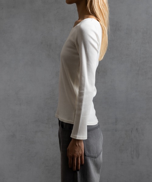 paradigm（パラダイム）の「【paradigm】コットンリブスクエアネックカットソー（Tシャツ/カットソー・レディース・ブラック/ライトグレー/ホワイト/グレー・SMALL/MEDIUM）」の11枚目の写真