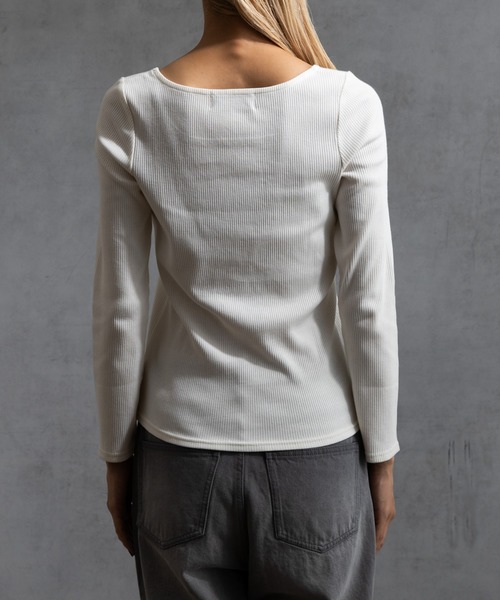 paradigm（パラダイム）の「【paradigm】コットンリブスクエアネックカットソー（Tシャツ/カットソー・レディース・ブラック/ライトグレー/ホワイト/グレー・SMALL/MEDIUM）」の12枚目の写真