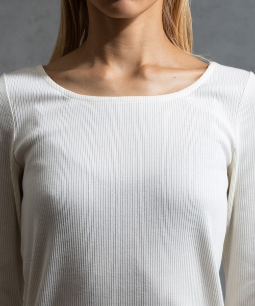 paradigm（パラダイム）の「【paradigm】コットンリブスクエアネックカットソー（Tシャツ/カットソー・レディース・ブラック/ライトグレー/ホワイト/グレー・SMALL/MEDIUM）」の13枚目の写真