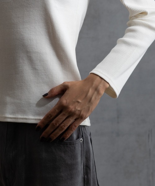 paradigm（パラダイム）の「【paradigm】コットンリブスクエアネックカットソー（Tシャツ/カットソー・レディース・ブラック/ライトグレー/ホワイト/グレー・SMALL/MEDIUM）」の14枚目の写真