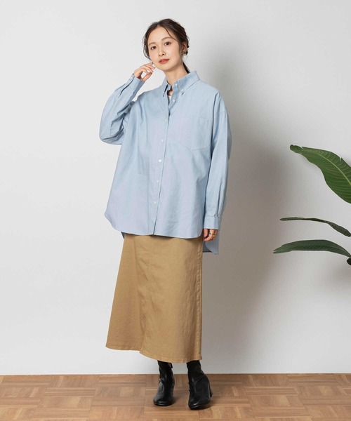 Right-on(ライトオン)の「オックスシャツ(シャツ/ブラウス・レディース・サックスブルー/ホワイト/ベージュ・M/L/XL)」の14枚目の写真
