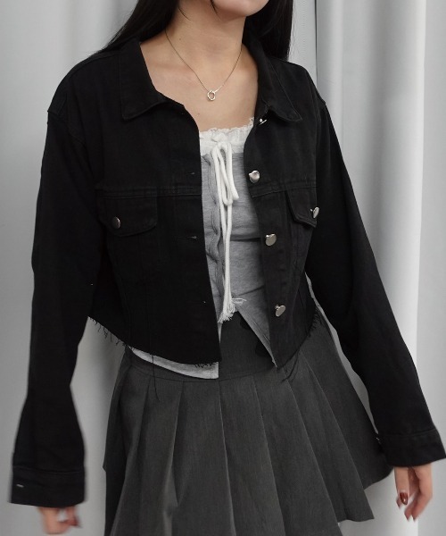 CORNERS(コーナーズ)の「カットオフデニムジャケット(デニムジャケット・レディース・ブラック/ライトブルー・M)」の2枚目の写真