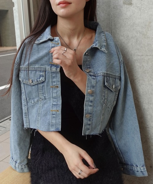 CORNERS(コーナーズ)の「カットオフデニムジャケット(デニムジャケット・レディース・ブラック/ライトブルー・M)」の3枚目の写真