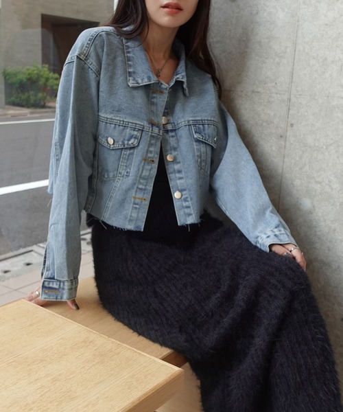 CORNERS(コーナーズ)の「カットオフデニムジャケット(デニムジャケット・レディース・ブラック/ライトブルー・M)」の4枚目の写真