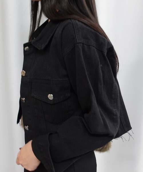 CORNERS(コーナーズ)の「カットオフデニムジャケット(デニムジャケット・レディース・ブラック/ライトブルー・M)」の7枚目の写真