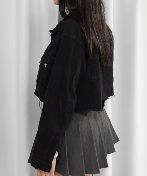 CORNERS(コーナーズ)の「カットオフデニムジャケット(デニムジャケット・レディース・ブラック/ライトブルー・M)」の11枚目の写真