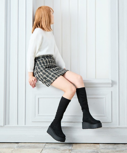 attagirl(アタガール)の「厚底ソールストレッチロングブーツ(ブーツ・レディース・アイボリー/ブラック/ブラック系その他・S/LL/L/M)」の18枚目の写真