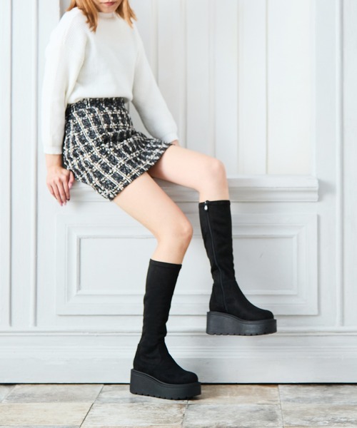 attagirl(アタガール)の「厚底ソールストレッチロングブーツ(ブーツ・レディース・アイボリー/ブラック/ブラック系その他・S/LL/L/M)」の21枚目の写真