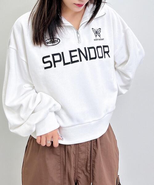 INGNI(イング)の「ハーフZIPショートスウェットトップス(スウェット・レディース・オートミール/ブラック/オフホワイト/ブラウン・M)」の8枚目の写真