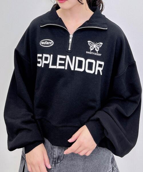 INGNI(イング)の「ハーフZIPショートスウェットトップス(スウェット・レディース・オートミール/ブラック/オフホワイト/ブラウン・M)」の9枚目の写真