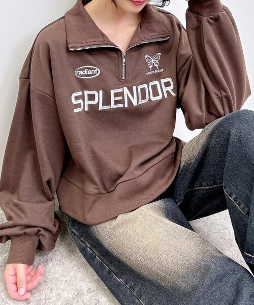 INGNI(イング)の「ハーフZIPショートスウェットトップス(スウェット・レディース・オートミール/ブラック/オフホワイト/ブラウン・M)」の7枚目の写真