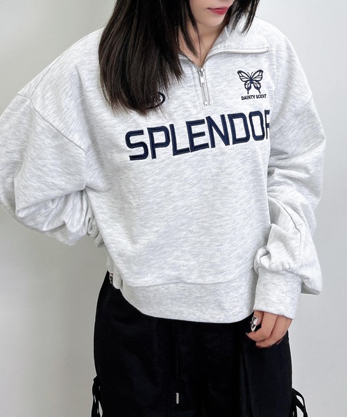 INGNI(イング)の「ハーフZIPショートスウェットトップス(スウェット・レディース・オートミール/ブラック/オフホワイト/ブラウン・M)」の4枚目の写真