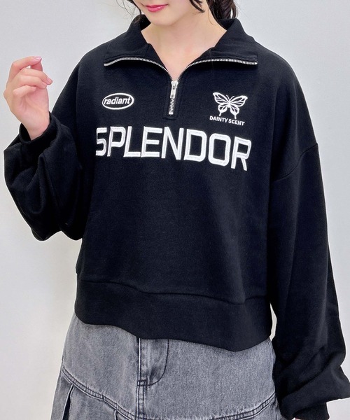 INGNI(イング)の「ハーフZIPショートスウェットトップス(スウェット・レディース・オートミール/ブラック/オフホワイト/ブラウン・M)」の20枚目の写真