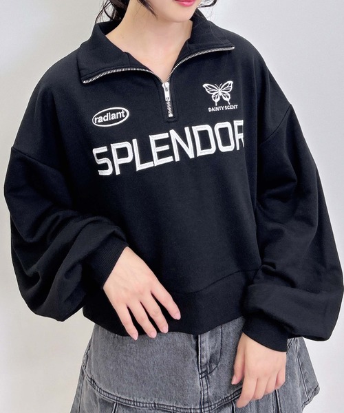 INGNI(イング)の「ハーフZIPショートスウェットトップス(スウェット・レディース・オートミール/ブラック/オフホワイト/ブラウン・M)」の21枚目の写真