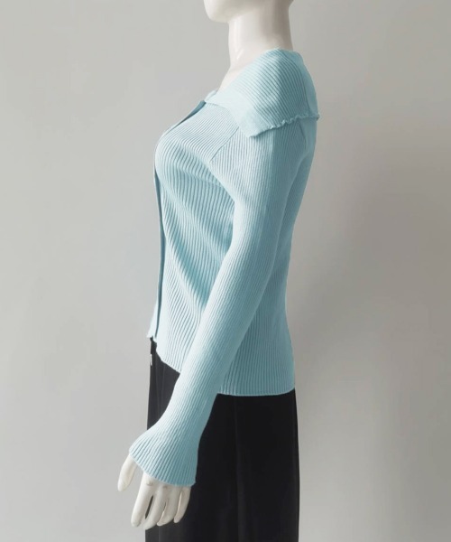 Miniministore（ミニミニストア）の「ニットトップス オフショルダーリブニット（ニット/セーター・レディース・ライトブルー/ピンク/ブラック/ワインレッド/ホワイト・FREE）」の16枚目の写真