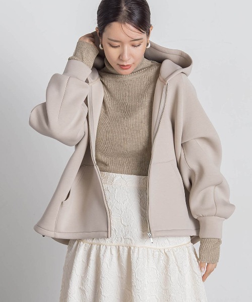 VICKY(ビッキー)の「ストレッチダンボールパーカー≪手洗い可能≫(パーカー・レディース・ライトグレー/ベージュ/ブラック・M)」の3枚目の写真