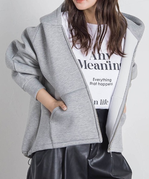VICKY(ビッキー)の「ストレッチダンボールパーカー≪手洗い可能≫(パーカー・レディース・ライトグレー/ベージュ/ブラック・M)」の1枚目の写真