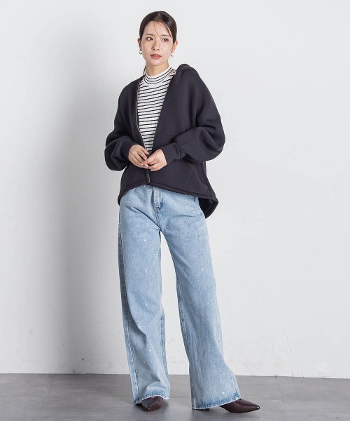 VICKY(ビッキー)の「ストレッチダンボールパーカー≪手洗い可能≫(パーカー・レディース・ライトグレー/ベージュ/ブラック・M)」の22枚目の写真