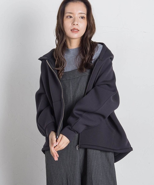 VICKY(ビッキー)の「ストレッチダンボールパーカー≪手洗い可能≫(パーカー・レディース・ライトグレー/ベージュ/ブラック・M)」の6枚目の写真
