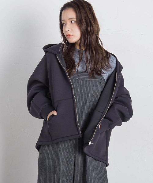 VICKY(ビッキー)の「ストレッチダンボールパーカー≪手洗い可能≫(パーカー・レディース・ライトグレー/ベージュ/ブラック・M)」の7枚目の写真