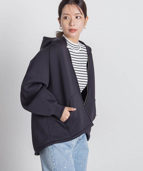 VICKY(ビッキー)の「ストレッチダンボールパーカー≪手洗い可能≫(パーカー・レディース・ライトグレー/ベージュ/ブラック・M)」の18枚目の写真