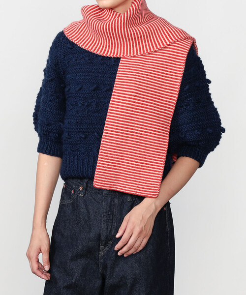 Jo Gordon（ジョーゴードン）の「Jo Gordon | ウール ストライプ マフラー LARGE UNISEX（マフラー・レディース・ブラック系その他/レッド系その他・ONE）」の5枚目の写真