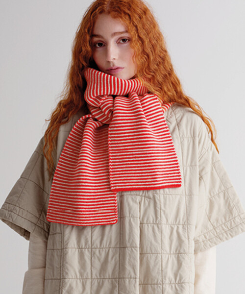 Jo Gordon（ジョーゴードン）の「Jo Gordon | ウール ストライプ マフラー LARGE UNISEX（マフラー・レディース・ブラック系その他/レッド系その他・ONE）」の8枚目の写真