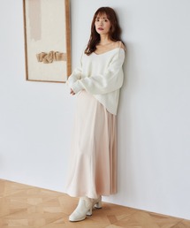 mysty woman | フカＶニット＊キャミワンピースセット  250770(ワンピース)