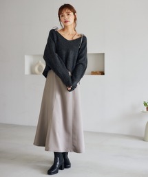 mysty woman | フカＶニット＊キャミワンピースセット  250770(ワンピース)