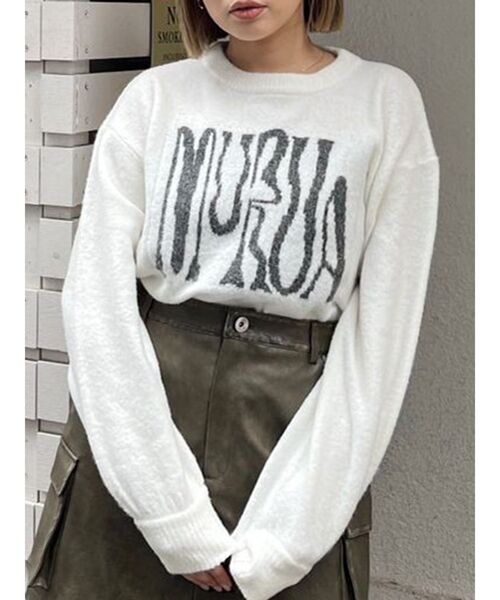 MURUA（ムルーア）の「ロゴデザインニット（ニット/セーター・レディース・ネイビー/グレー/アイボリー/ブラック・FREE）」の2枚目の写真