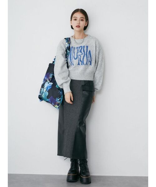 MURUA（ムルーア）の「ロゴデザインニット（ニット/セーター・レディース・ネイビー/グレー/アイボリー/ブラック・FREE）」の6枚目の写真