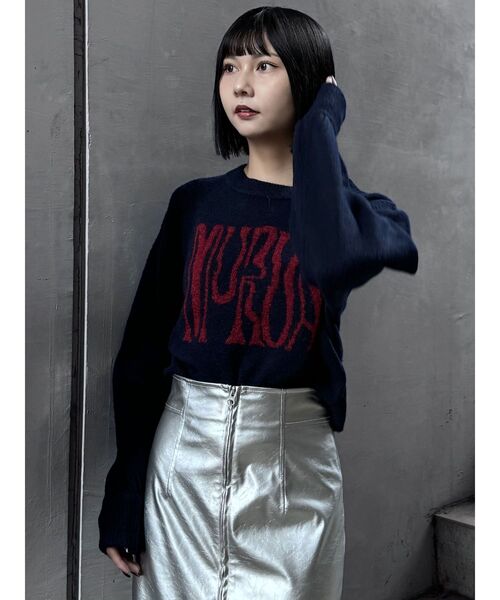 MURUA（ムルーア）の「ロゴデザインニット（ニット/セーター・レディース・ネイビー/グレー/アイボリー/ブラック・FREE）」の18枚目の写真
