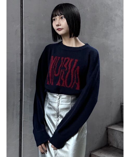 MURUA（ムルーア）の「ロゴデザインニット（ニット/セーター・レディース・ネイビー/グレー/アイボリー/ブラック・FREE）」の17枚目の写真