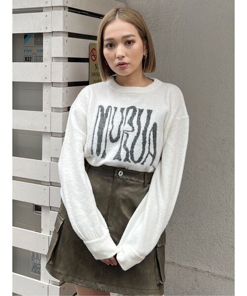 MURUA（ムルーア）の「ロゴデザインニット（ニット/セーター・レディース・ネイビー/グレー/アイボリー/ブラック・FREE）」の14枚目の写真