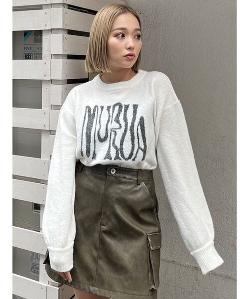 MURUA（ムルーア）の「ロゴデザインニット（ニット/セーター・レディース・ネイビー/グレー/アイボリー/ブラック・FREE）」の13枚目の写真