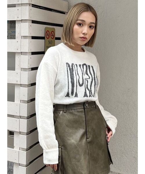 MURUA（ムルーア）の「ロゴデザインニット（ニット/セーター・レディース・ネイビー/グレー/アイボリー/ブラック・FREE）」の11枚目の写真