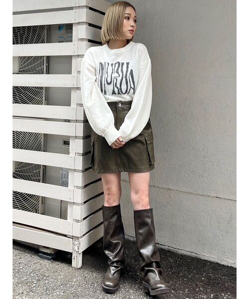 MURUA（ムルーア）の「ロゴデザインニット（ニット/セーター・レディース・ネイビー/グレー/アイボリー/ブラック・FREE）」の10枚目の写真