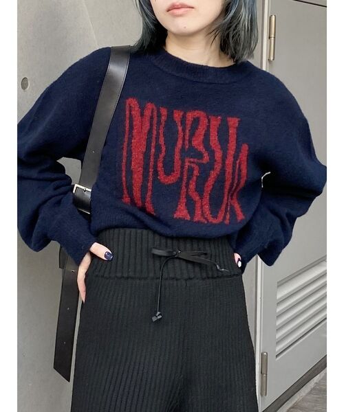 MURUA（ムルーア）の「ロゴデザインニット（ニット/セーター・レディース・ネイビー/グレー/アイボリー/ブラック・FREE）」の5枚目の写真
