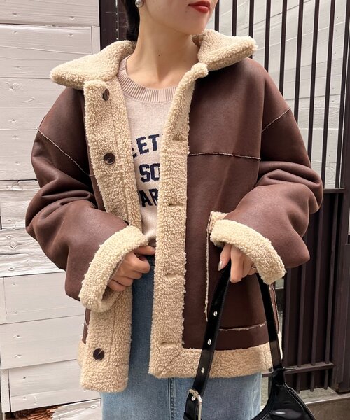 CIAOPANIC TYPY(チャオパニックティピー)の「【WEB限定】リバーシブルムートンボアコート(その他アウター・レディース・ブラウン/モカ・ONE SIZE)」の5枚目の写真