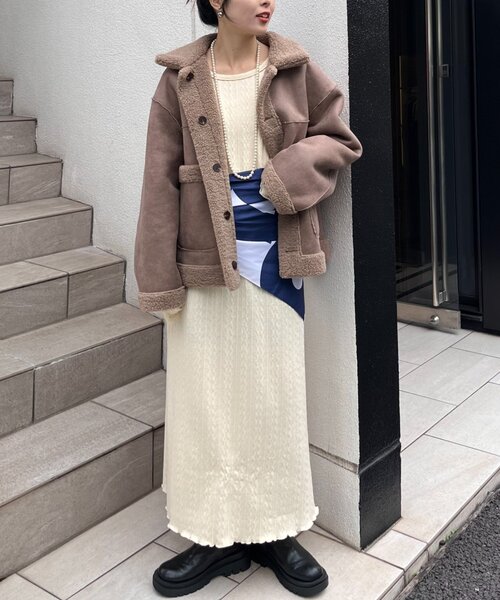 CIAOPANIC TYPY(チャオパニックティピー)の「【WEB限定】リバーシブルムートンボアコート(その他アウター・レディース・ブラウン/モカ・ONE SIZE)」の10枚目の写真