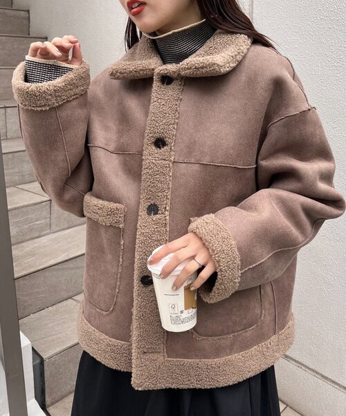 CIAOPANIC TYPY(チャオパニックティピー)の「【WEB限定】リバーシブルムートンボアコート(その他アウター・レディース・ブラウン/モカ・ONE SIZE)」の11枚目の写真