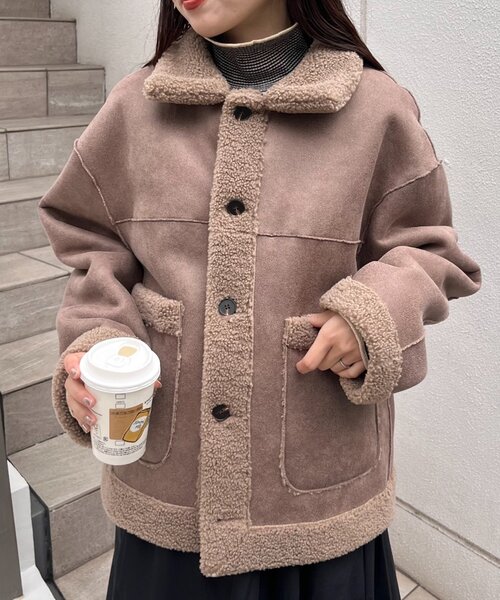 CIAOPANIC TYPY(チャオパニックティピー)の「【WEB限定】リバーシブルムートンボアコート(その他アウター・レディース・ブラウン/モカ・ONE SIZE)」の15枚目の写真