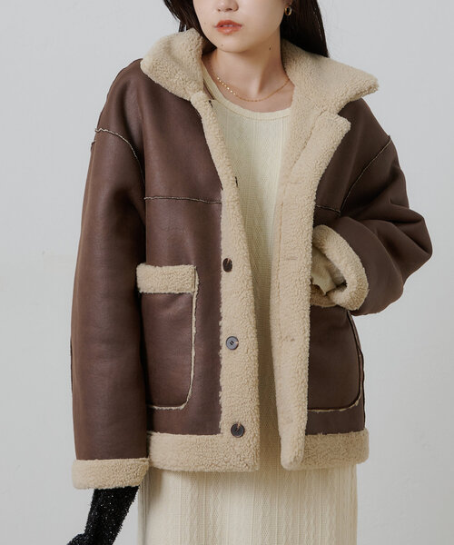 CIAOPANIC TYPY(チャオパニックティピー)の「【WEB限定】リバーシブルムートンボアコート(その他アウター・レディース・ブラウン/モカ・ONE SIZE)」の17枚目の写真