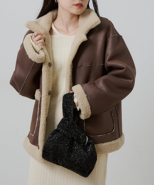 CIAOPANIC TYPY(チャオパニックティピー)の「【WEB限定】リバーシブルムートンボアコート(その他アウター・レディース・ブラウン/モカ・ONE SIZE)」の18枚目の写真