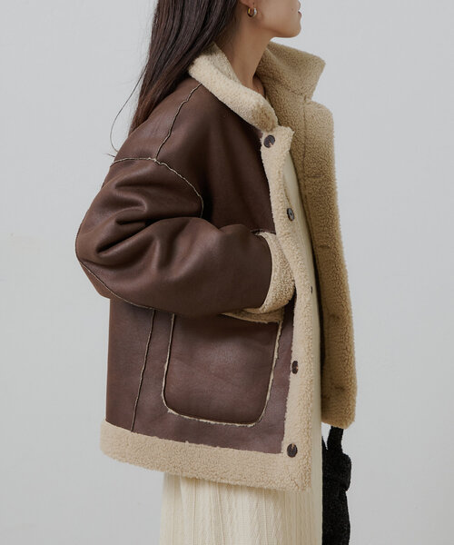 CIAOPANIC TYPY(チャオパニックティピー)の「【WEB限定】リバーシブルムートンボアコート(その他アウター・レディース・ブラウン/モカ・ONE SIZE)」の19枚目の写真