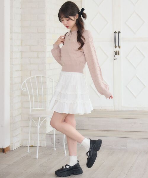 ems excite(エムズエキサイト)の「ケーブルポロNTPO(ニット/セーター・レディース・ピンク/ブラウン/ナチュラル/ブルー・FREE)」の10枚目の写真