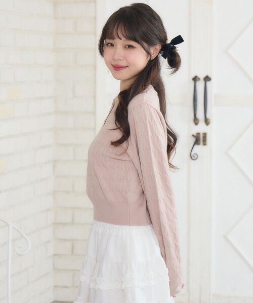 ems excite(エムズエキサイト)の「ケーブルポロNTPO(ニット/セーター・レディース・ピンク/ブラウン/ナチュラル/ブルー・FREE)」の14枚目の写真